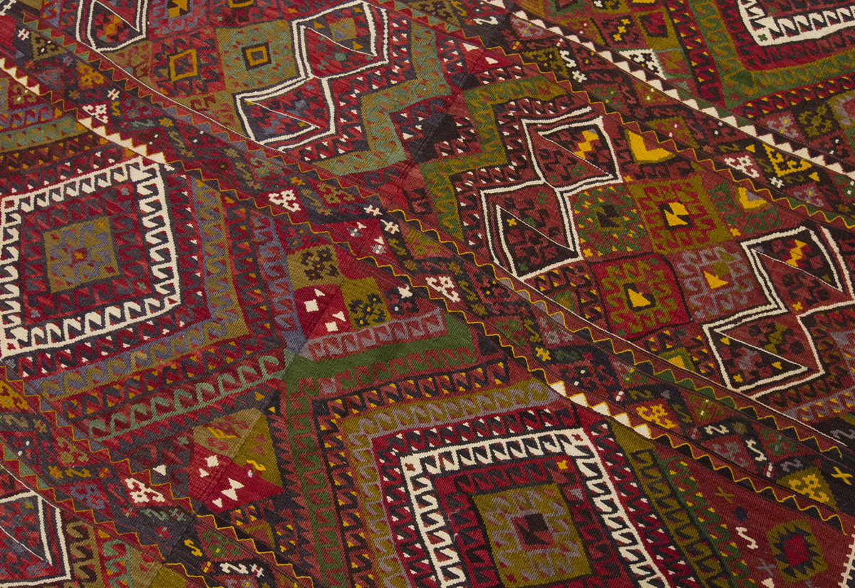 Vintage Large Adıyaman Kilim, 194 x 426 cm / 6.4 x 14 ft Kilim
