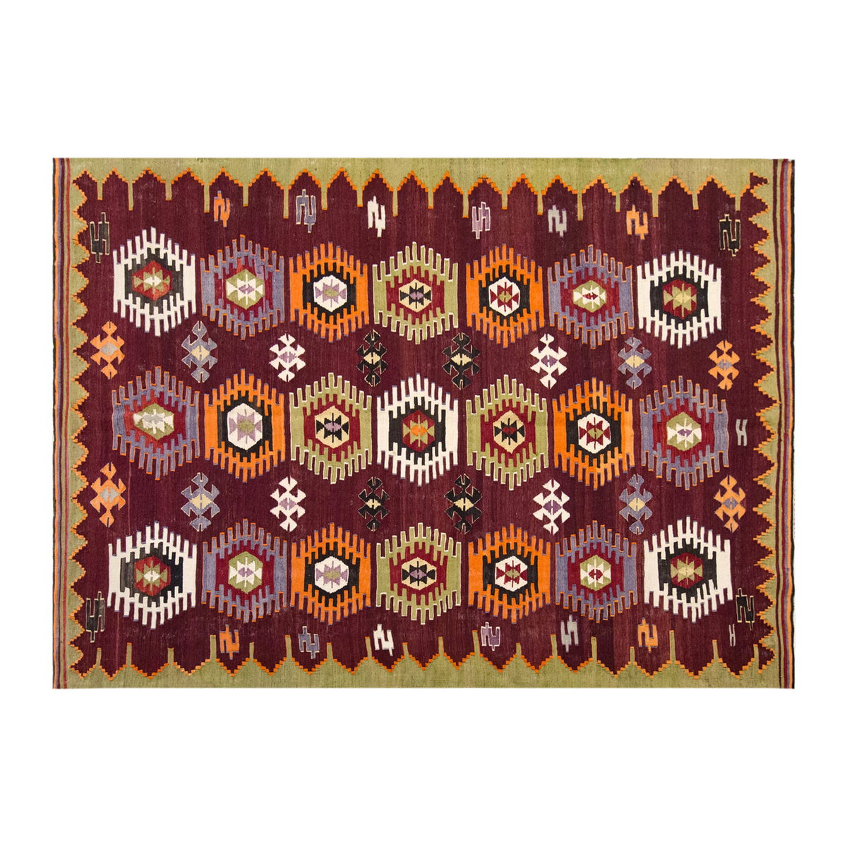 Vintage Large Afyon Dazkırı Kilim, 203 x 327 cm / 6.8 x 10.9 ft Kilim