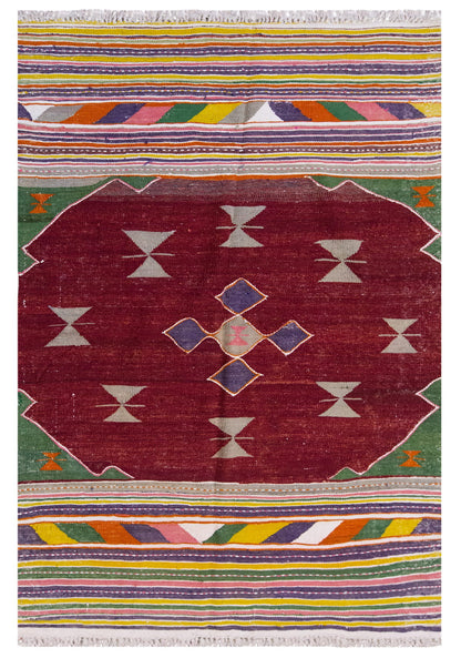Vintage Large Afyon Kilim, 144 x 210 cm / 4.9 x 7 ft Kilim