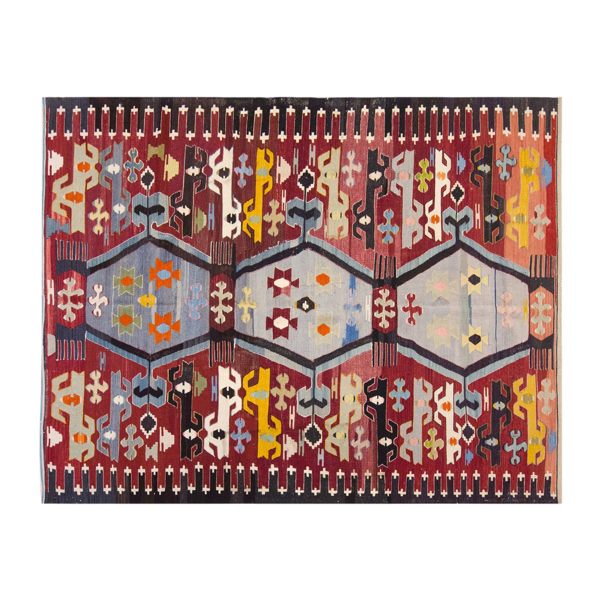 Vintage Large Afyon Kilim, 186 x 310 cm / 6.1 x 10.2 ft Kilim