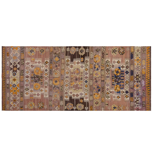 Vintage Large Aydın Kilim, 169 x 382 cm / 5.7 x 12.6 ft Kilim