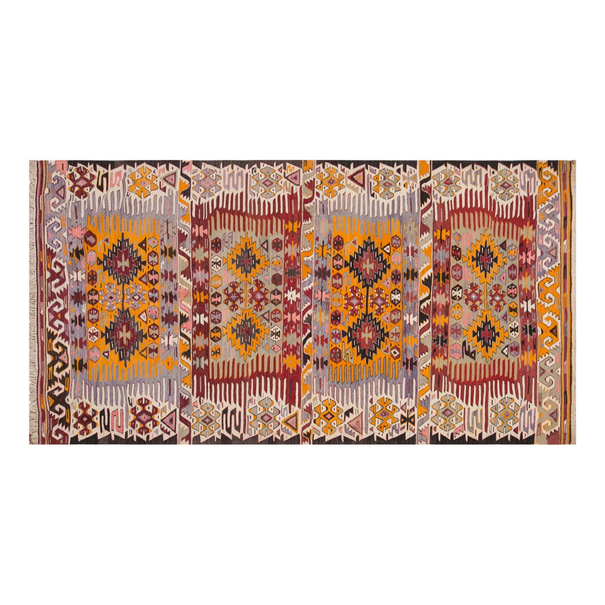 Vintage Large Aydın Kilim, 185 x 400 cm / 6 x 13.1 ft Kilim