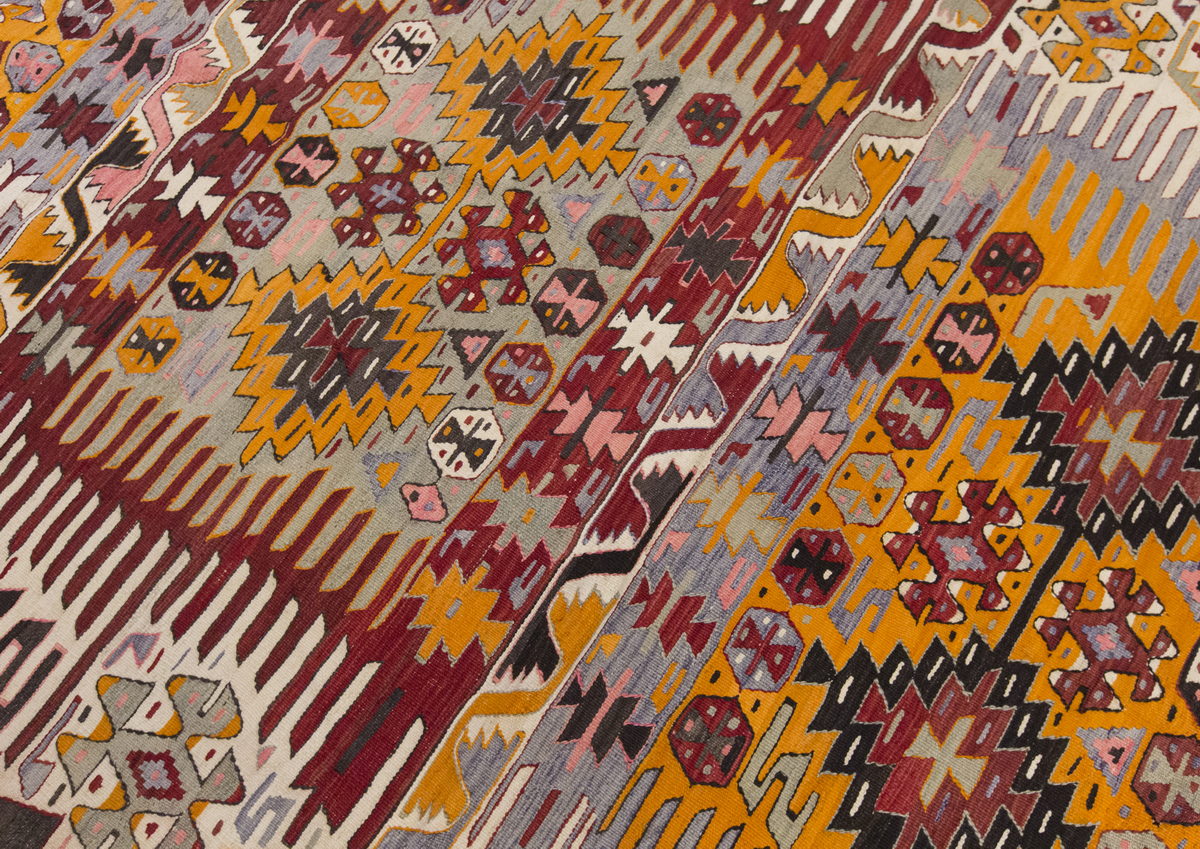 Vintage Large Aydın Kilim, 185 x 400 cm / 6 x 13.1 ft Kilim
