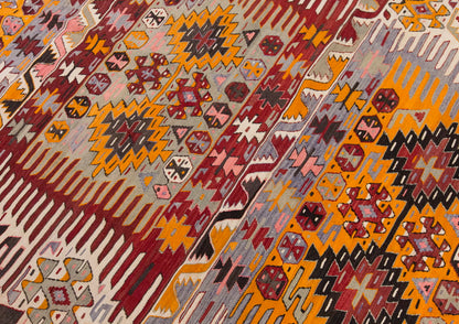 Vintage Large Aydın Kilim, 185 x 400 cm / 6 x 13.1 ft Kilim