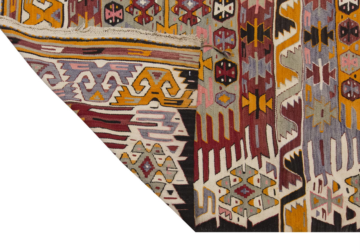 Vintage Large Aydın Kilim, 185 x 400 cm / 6 x 13.1 ft Kilim