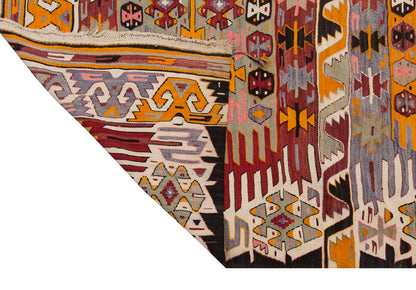 Vintage Large Aydın Kilim, 185 x 400 cm / 6 x 13.1 ft Kilim