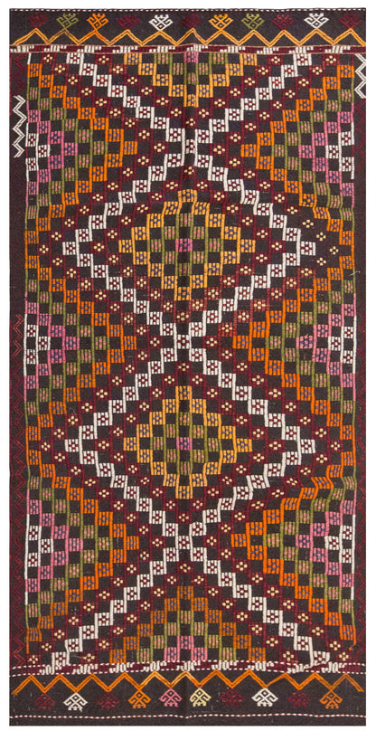 Vintage Large Cicim Rug, 125 x 255 cm / 4.1 x 8.4 feet