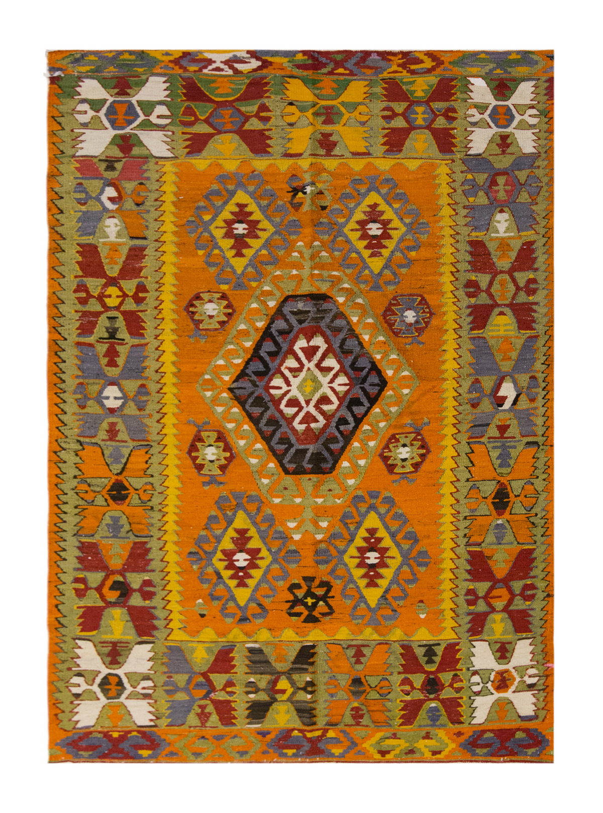 Vintage Large Denizli Çal Kilim, 158 x 248 cm / 5.2 x 8.2 ft Kilim