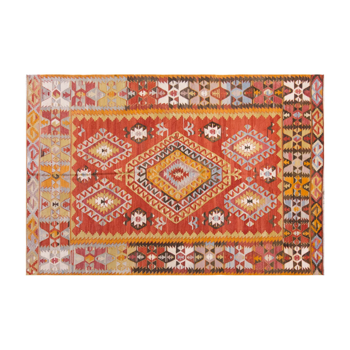 Vintage Large Denizli Çal Kilim, 170 x 316 cm / 5.7 x 10.4 ft Kilim