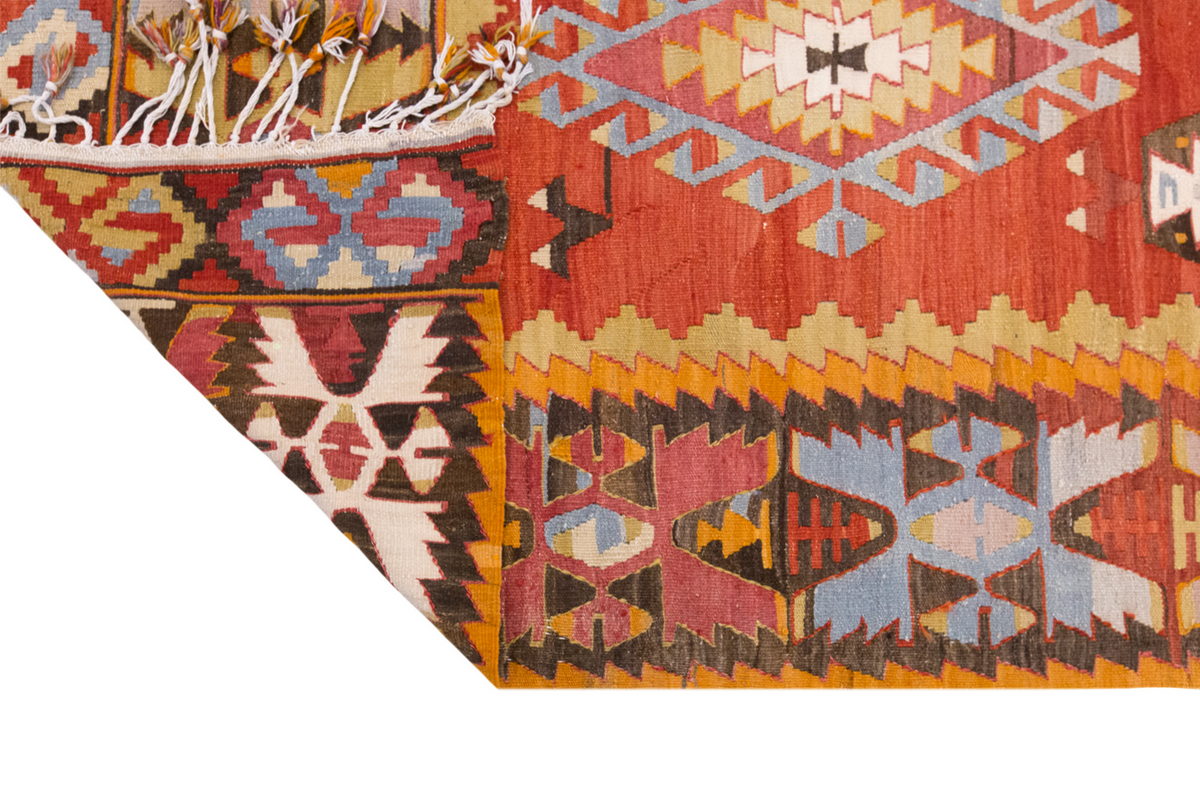 Vintage Large Denizli Çal Kilim, 170 x 316 cm / 5.7 x 10.4 ft Kilim
