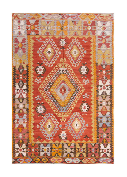 Vintage Large Denizli Çal Kilim, 170 x 316 cm / 5.7 x 10.4 ft Kilim