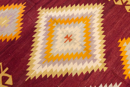 Vintage Large Denizli Çal Kilim, 174 x 311 cm / 5.9 x 10.2 ft Kilim