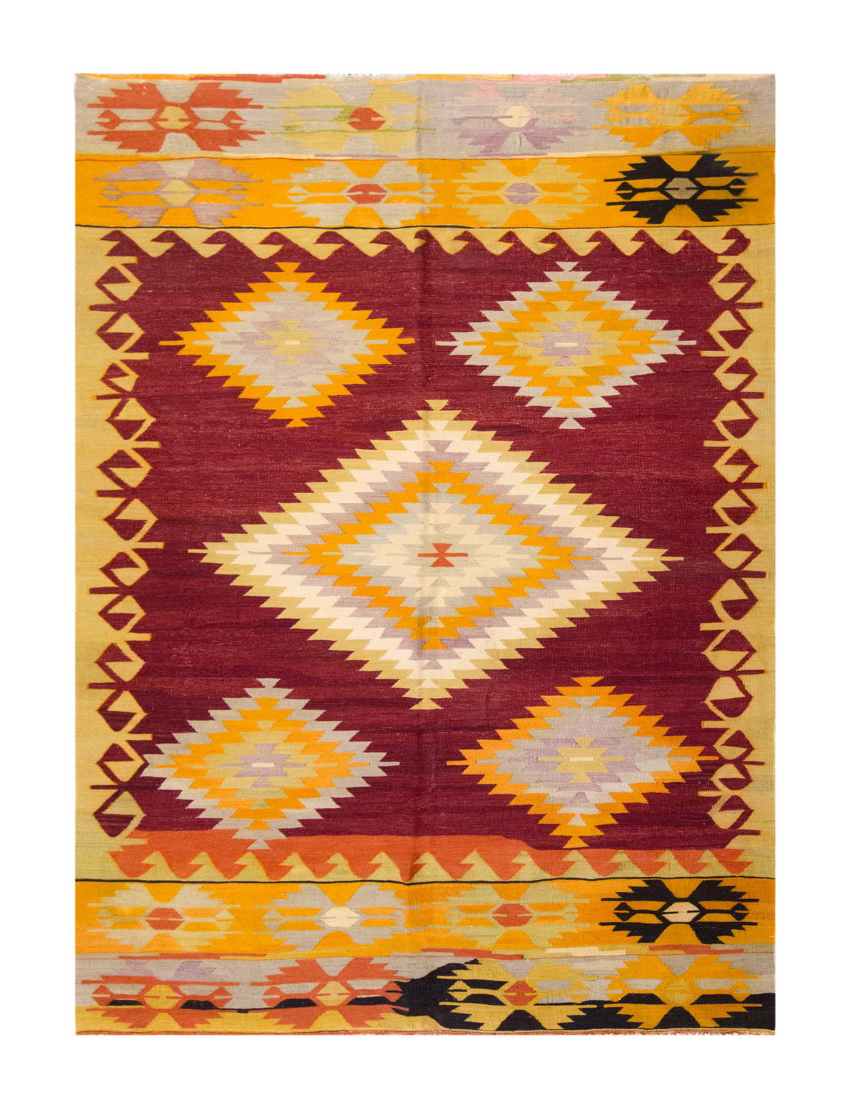 Vintage Large Denizli Çal Kilim, 174 x 311 cm / 5.9 x 10.2 ft Kilim