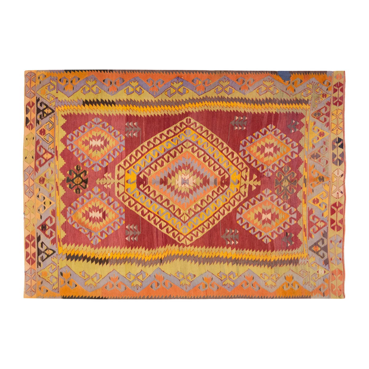 Vintage Large Denizli Çal Kilim, 179 x 289 cm / 6 x 9.6 ft Kilim