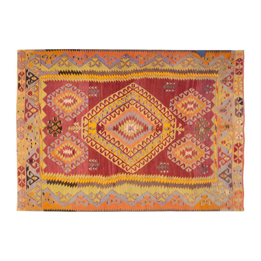 Vintage Large Denizli Çal Kilim, 179 x 289 cm / 6 x 9.6 ft Kilim