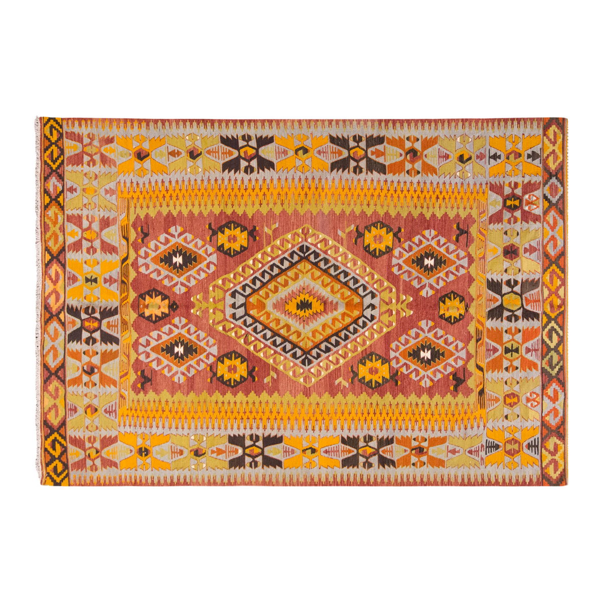 Vintage Large Denizli Çal Kilim, 181 x 292 cm / 6 x 9.7 ft Kilim