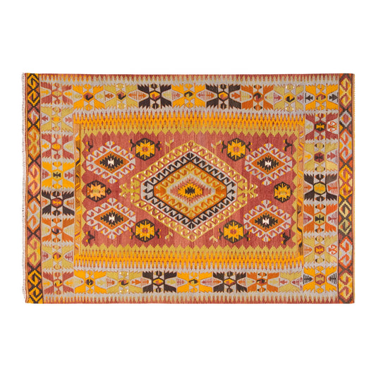 Vintage Large Denizli Çal Kilim, 181 x 292 cm / 6 x 9.7 ft Kilim
