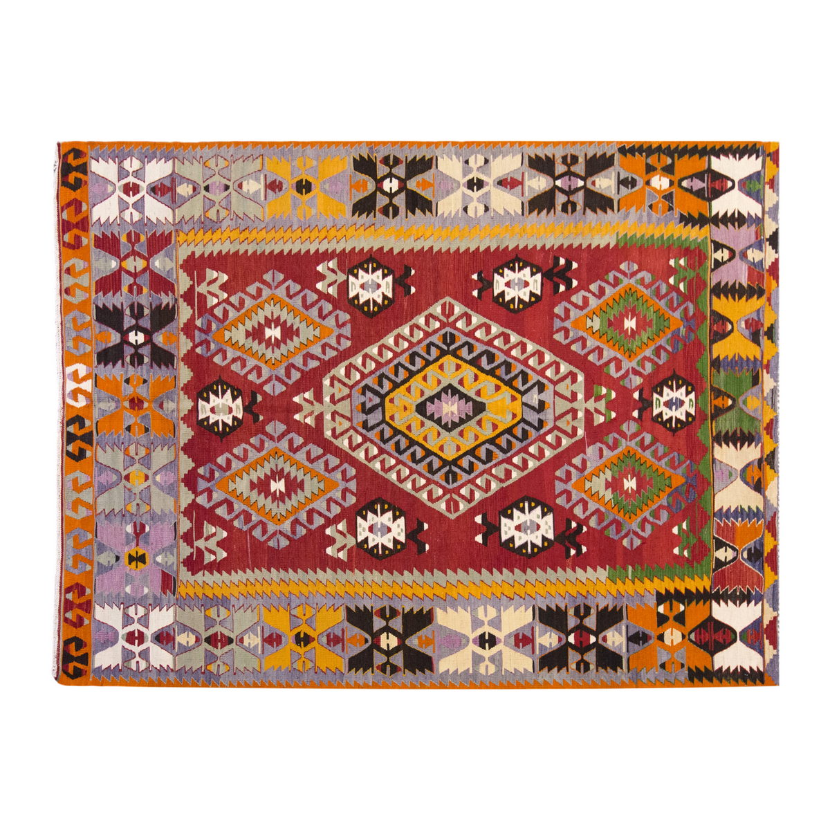 Vintage Large Denizli Çal Kilim, 182 x 291 cm / 6 x 9.7 ft Kilim