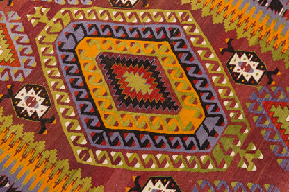 Vintage Large Denizli Çal Kilim, 185 x 289 cm / 6 x 9.6 ft Kilim