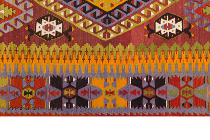 Vintage Large Denizli Çal Kilim, 185 x 289 cm / 6 x 9.6 ft Kilim
