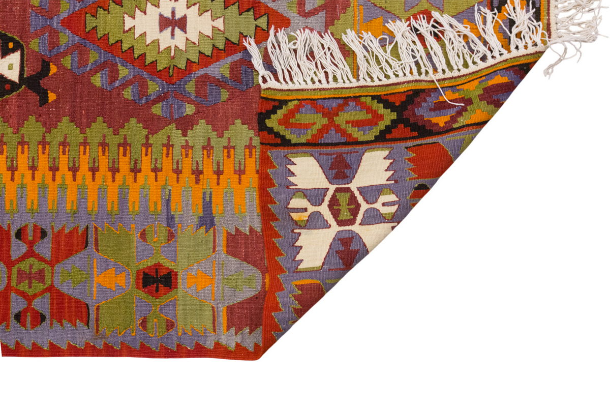 Vintage Large Denizli Çal Kilim, 185 x 289 cm / 6 x 9.6 ft Kilim