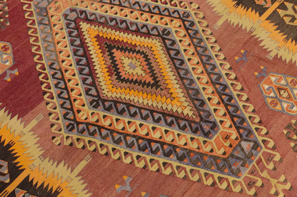 Vintage Large Denizli Çal Kilim, 189 x 334 cm / 6.2 x 11 ft Kilim