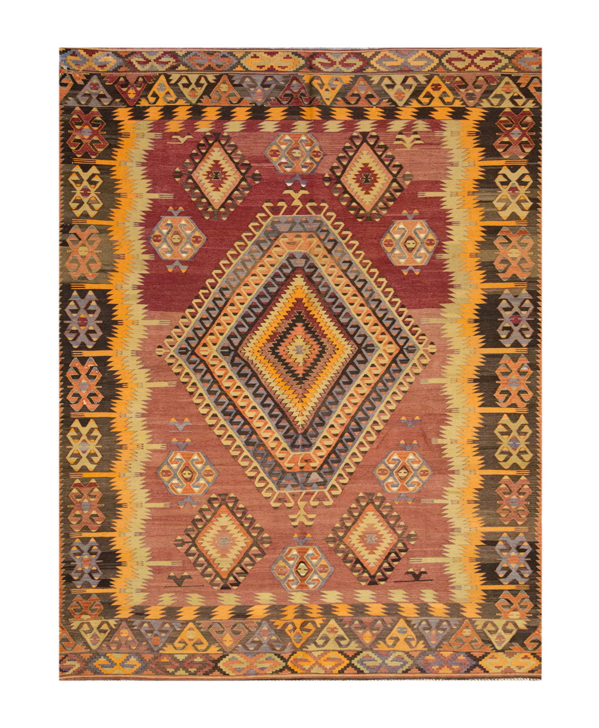 Vintage Large Denizli Çal Kilim, 189 x 334 cm / 6.2 x 11 ft Kilim