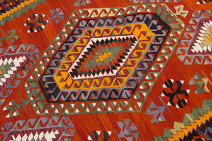 Vintage Large Denizli Çal Kilim, 204 x 308 cm / 6.8 x 11 ft Kilim