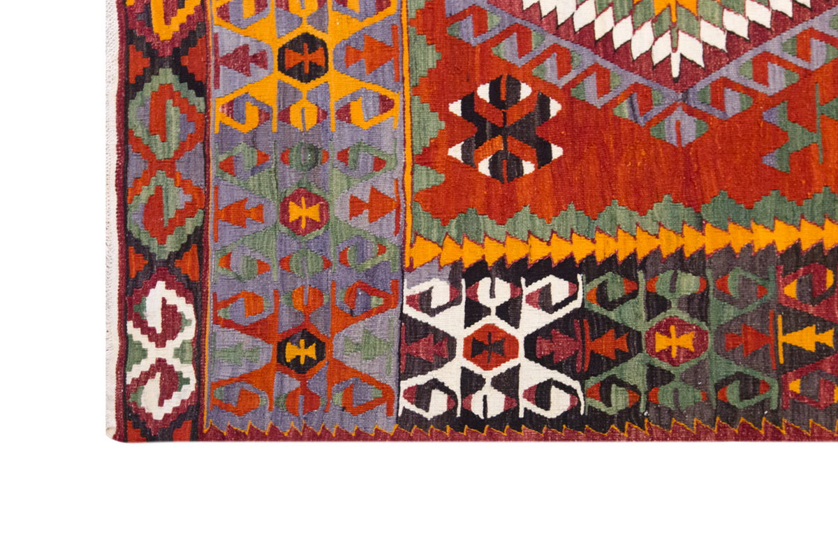 Vintage Large Denizli Çal Kilim, 204 x 308 cm / 6.8 x 11 ft Kilim