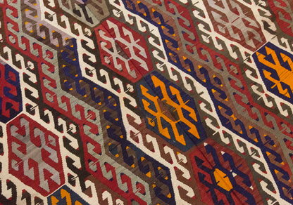 Vintage Large Denizli-Pamukkale Kilim, 200 x 374 cm / 6.7 x 12.3 ft Kilim