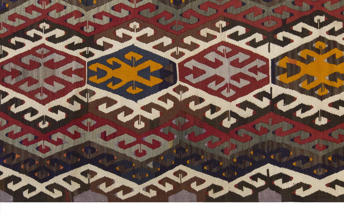 Vintage Large Denizli-Pamukkale Kilim, 200 x 374 cm / 6.7 x 12.3 ft Kilim