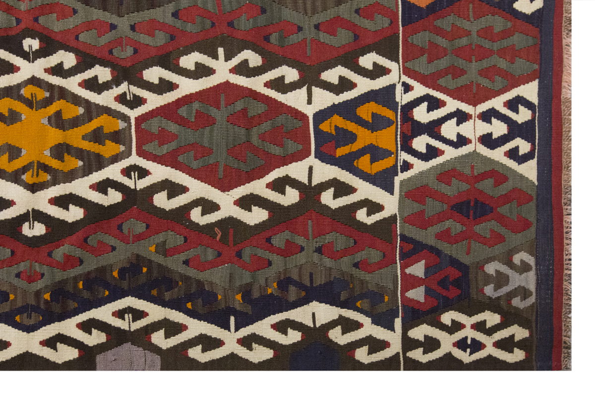Vintage Large Denizli-Pamukkale Kilim, 200 x 374 cm / 6.7 x 12.3 ft Kilim