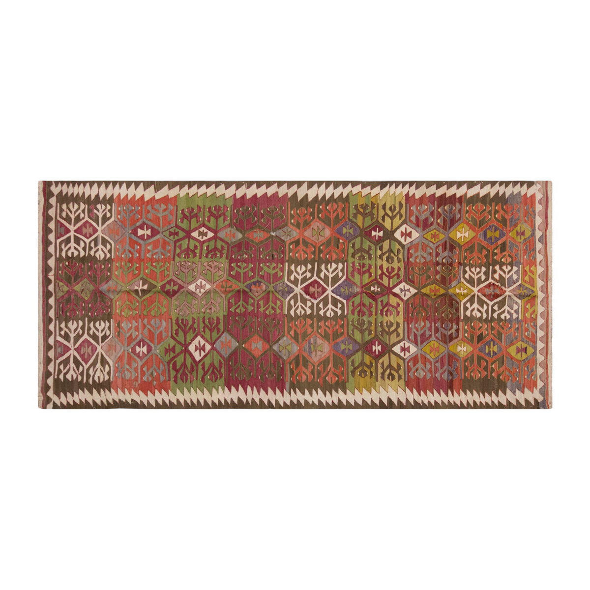 Vintage Large Eskişehir-Sivrihisar Kilim, 129 x 355 cm / 4.3 x 11.8 ft Kilim