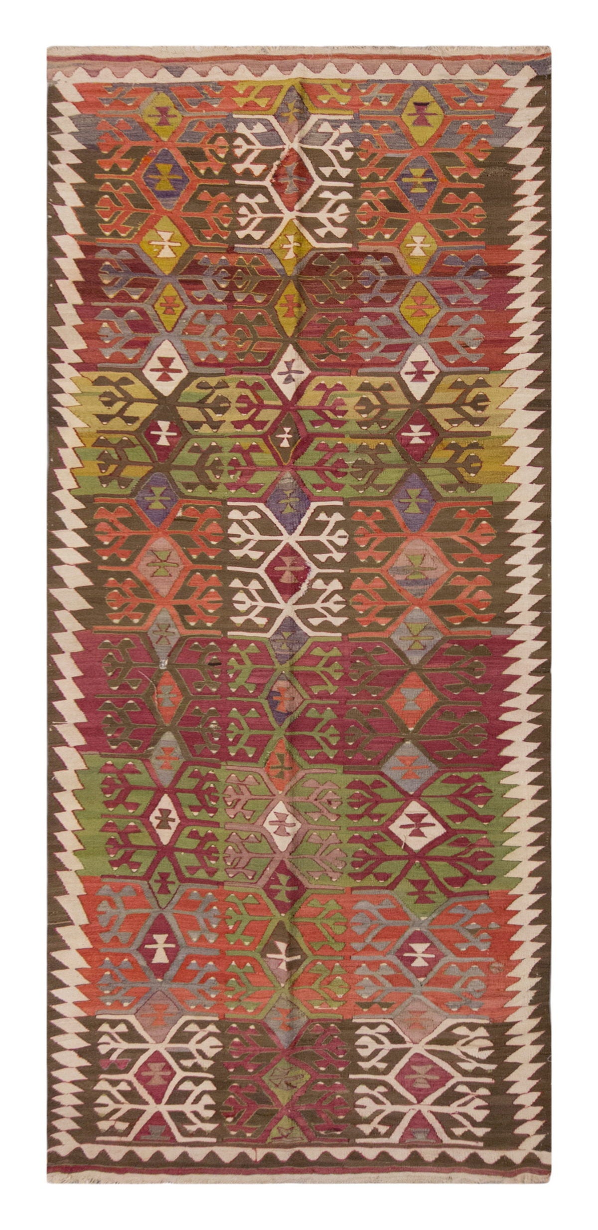 Vintage Large Eskişehir-Sivrihisar Kilim, 129 x 355 cm / 4.3 x 11.8 ft Kilim