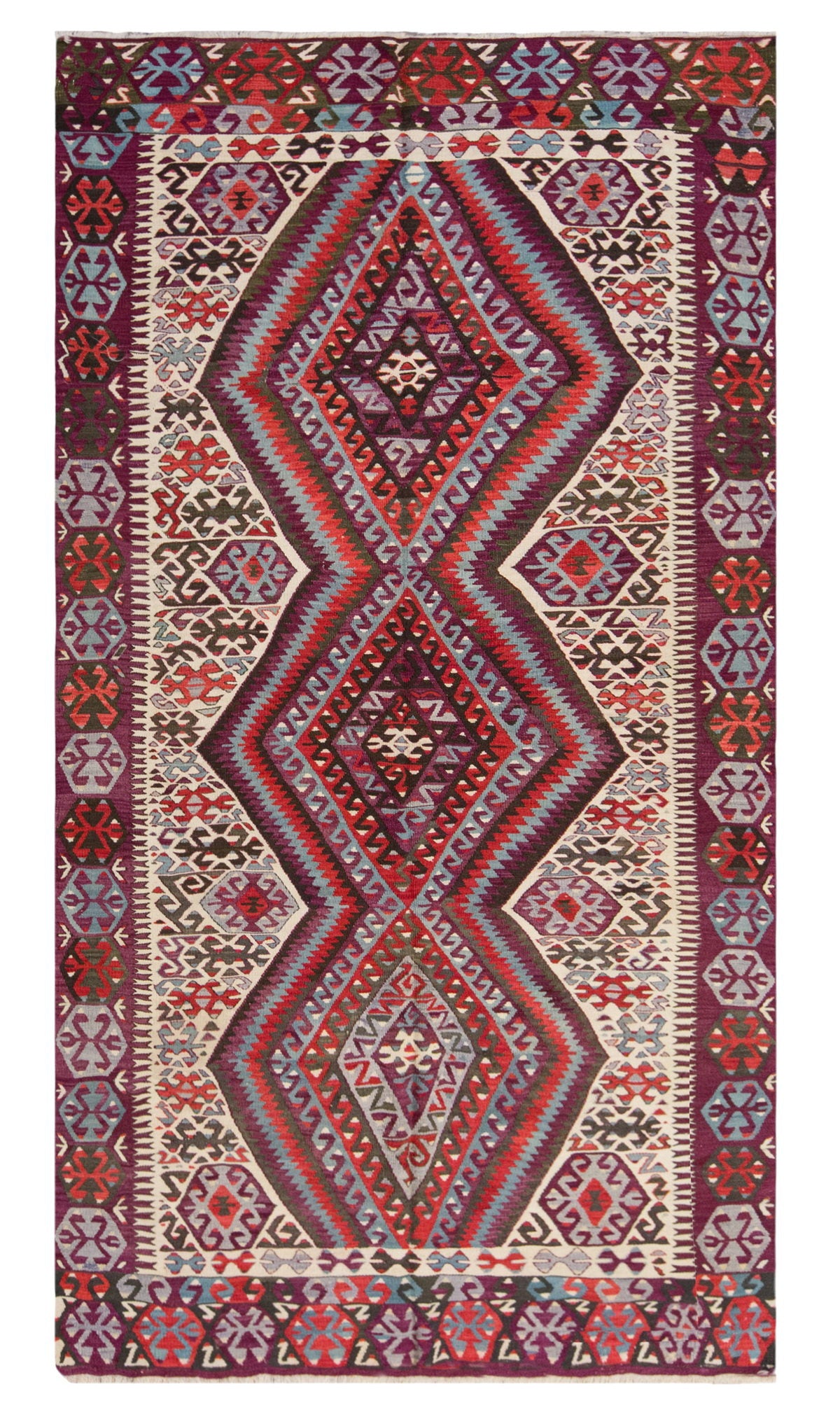 Vintage Large Fethiye Kilim, 143 x 267 cm / 4.8 x 8.9 ft Kilim