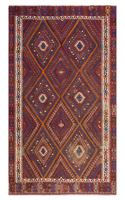 Vintage Large Fethiye Kilim, 160 x 268 cm / 5.3 x 9 ft Kilim