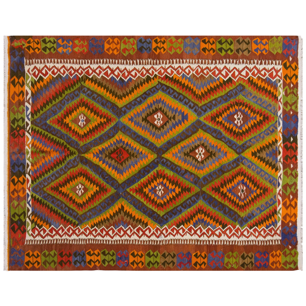 Vintage Large Fethiye Kilim, 190 x 235 cm / 6.3 x 7.9 ft Kilim