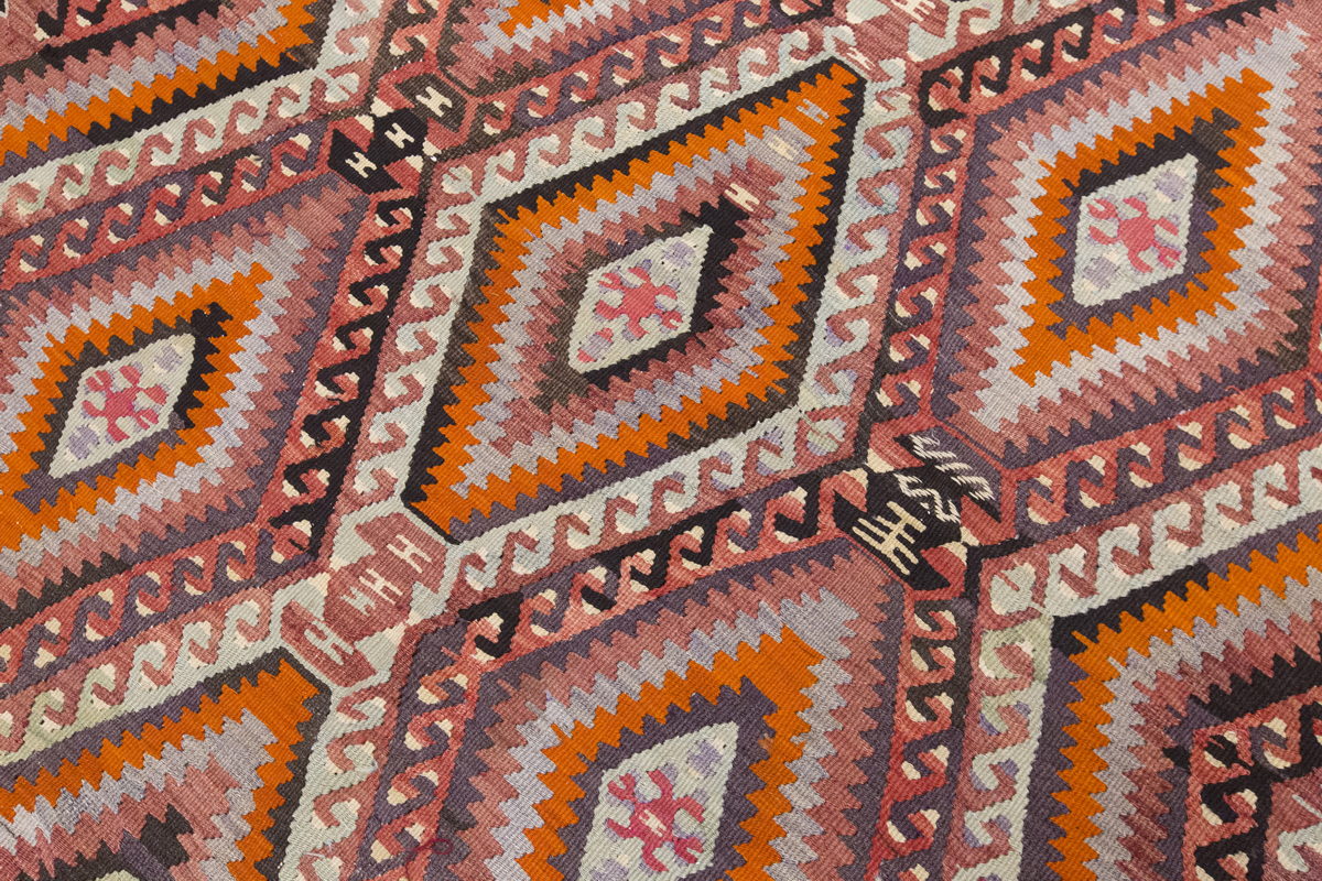 Vintage Large Fethiye Kilim, 192 x 284 cm / 6.4 x 9.4 ft Kilim