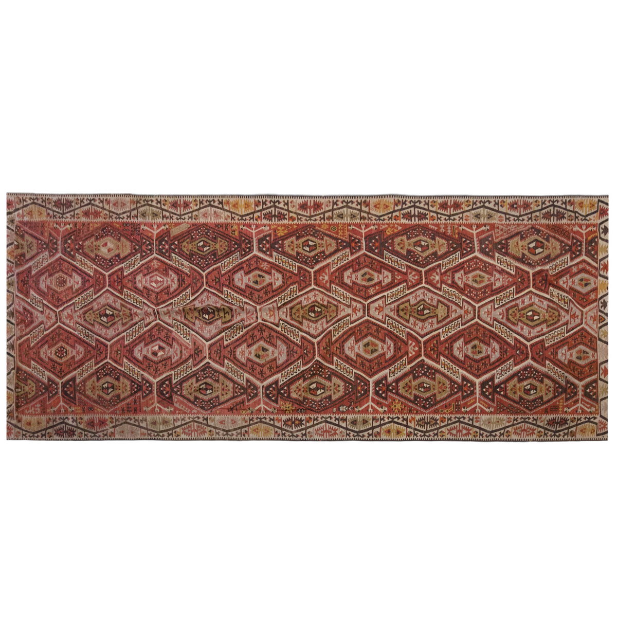 Vintage Large Kayseri Avşar Kilim, 150 x 372 cm / 5 x 12.2 ft Kilim