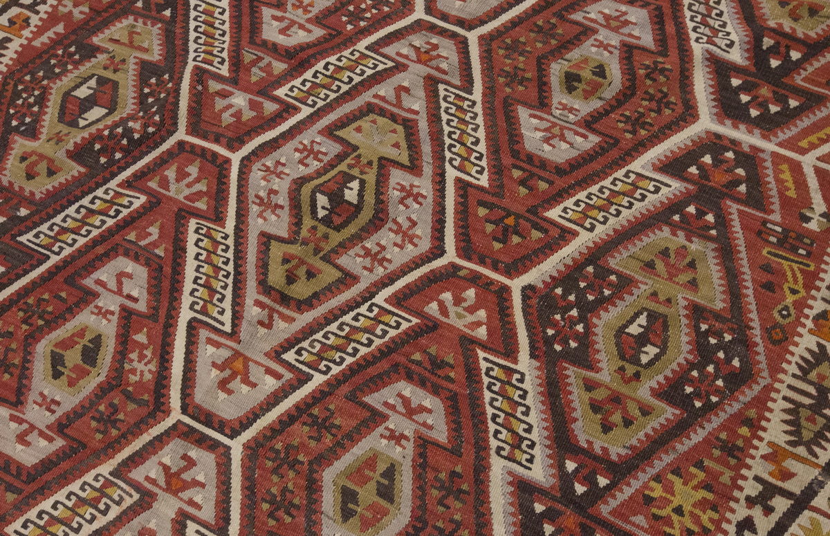 Vintage Large Kayseri Avşar Kilim, 150 x 372 cm / 5 x 12.2 ft Kilim