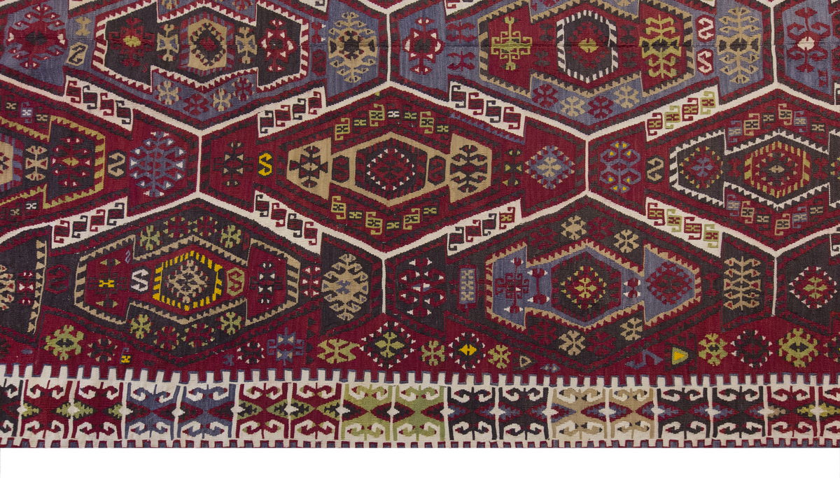 Vintage Large Kayseri Avşar Kilim, 176 x 387 cm / 5.9 x 12.8 ft Kilim