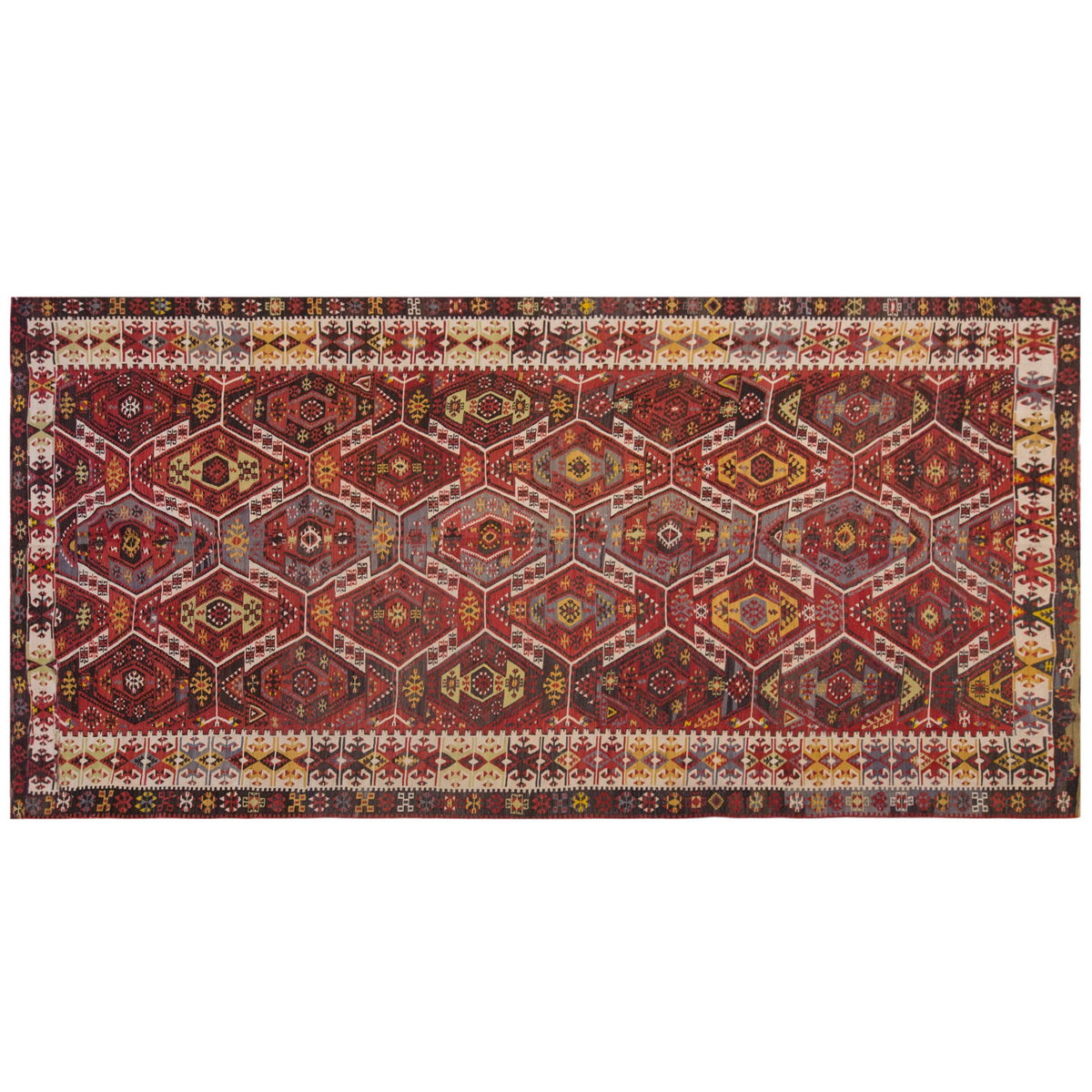 Vintage Large Kayseri Avşar Kilim, 178 x 367 cm / 6 x 12 ft Kilim