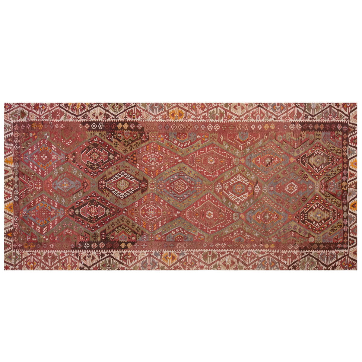 Vintage Large Kayseri Avşar Kilim, 184 x 386 cm / 6 x 12.8 ft Kilim