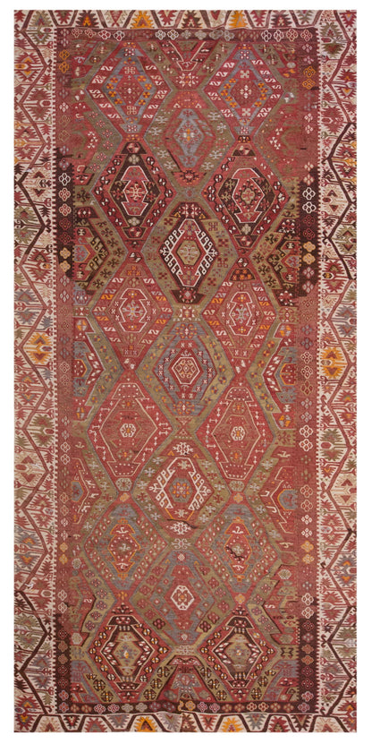Vintage Large Kayseri Avşar Kilim, 184 x 386 cm / 6 x 12.8 ft Kilim