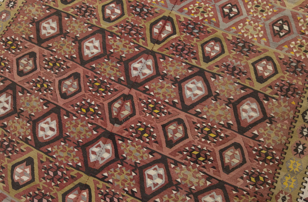 Vintage Large Kayseri Avşar Kilim, 187 x 415 cm / 6.2 x 13.7 ft Kilim