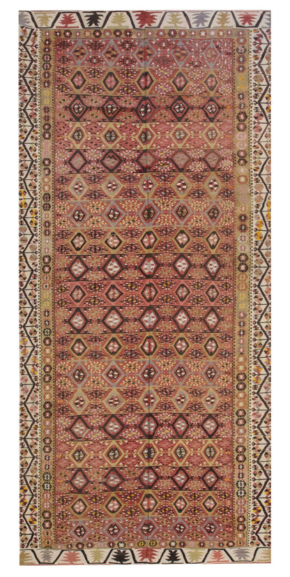 Vintage Large Kayseri Avşar Kilim, 187 x 415 cm / 6.2 x 13.7 ft Kilim