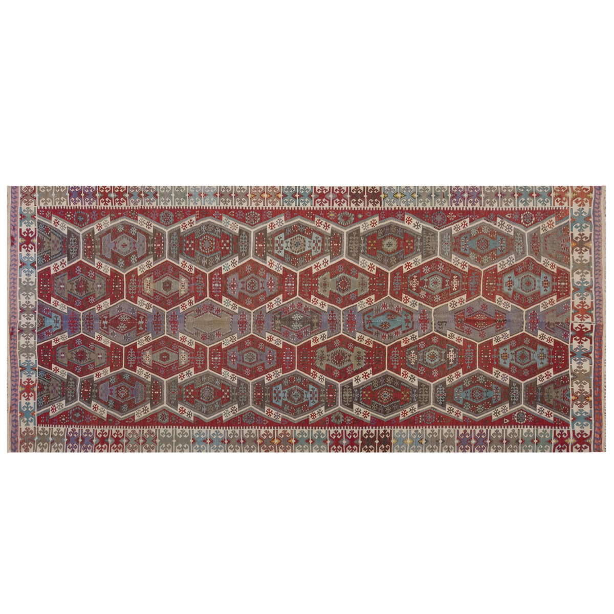 Vintage Large Kayseri Kilim, 166 x 374 cm / 5.5 x 12.3 ft Kilim