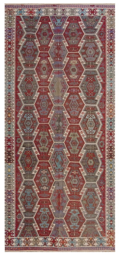 Vintage Large Kayseri Kilim, 166 x 374 cm / 5.5 x 12.3 ft Kilim