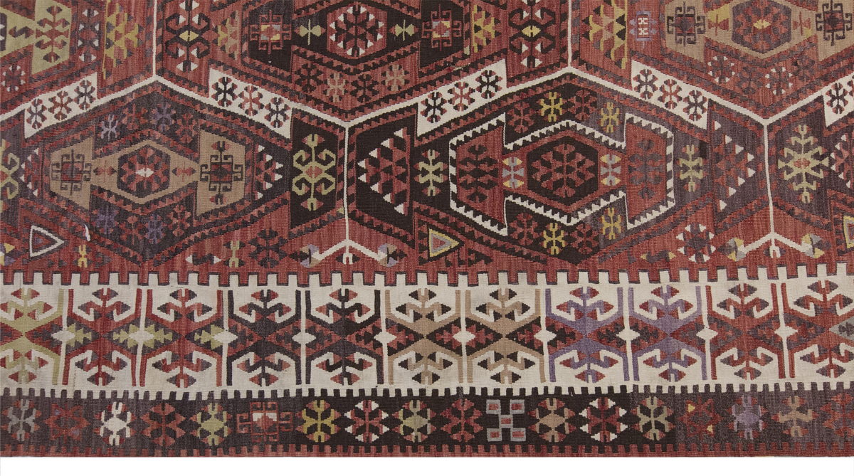 Vintage Large Kayseri Kilim, 189 x 367 cm / 6.2 x 12 ft Kilim