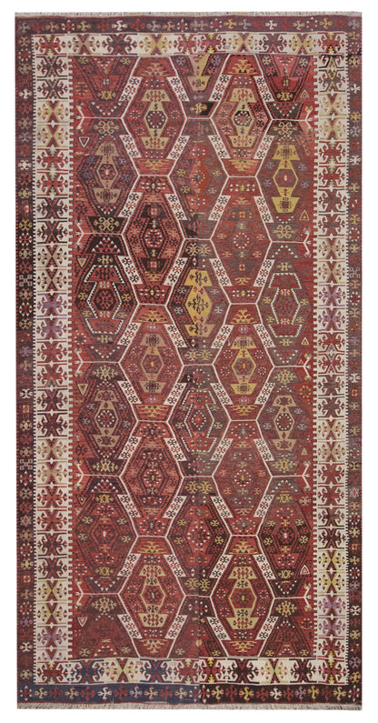 Vintage Large Kayseri Kilim, 189 x 367 cm / 6.2 x 12 ft Kilim